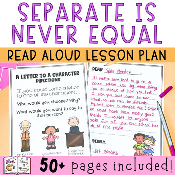 Preview of Separate is Never Equal Read Aloud Lesson Plan and Activities