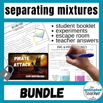 Preview of Separating Mixtures Bundle Worksheets, Experiments, Escape Room