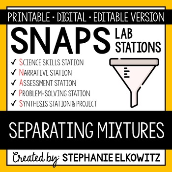 Preview of Separating Mixtures Lab Stations Activity | Printable, Digital & Editable