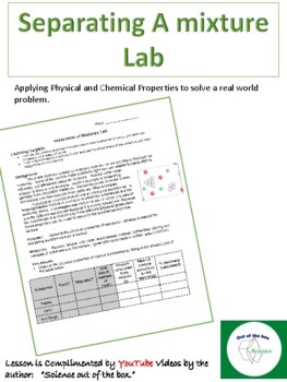 Preview of Separating Mixtures Lab -  physical properties engineering problem