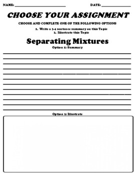 Preview of Separating Mixtures UDL Choice Board Worksheet