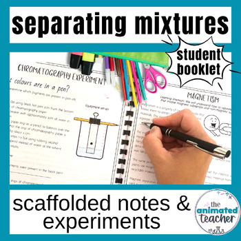 Preview of Separating Mixtures Worksheets and Experiments, solutes solvents solutions