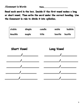 Separating Syllables! /Consonant le Words by Essential Reading