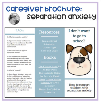 Preview of Separation Anxiety: A brochure for caregivers