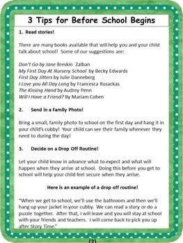 Separation Anxiety Editable Letter for Parents by The Preschool Plan It