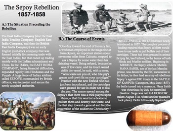 Preview of Sepoy Rebellion Activity-Common Core-Close Read-Homework