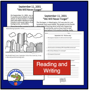 september 11th activity pack reading comprehension passage by happyedugator