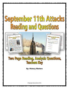 Preview of September 11 Attacks - Reading and Questions with Key (9/11)