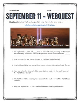 Preview of September 11 Attacks - Webquest with Key