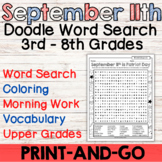 September 11 Doodle Word Search Patriot Day Morning Work C
