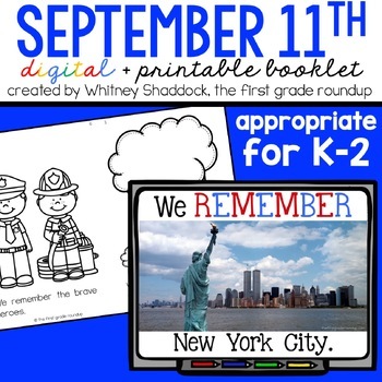 Preview of September 11 Patriot Day Booklet for First Grade 9 11 Discussions