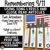 September 11 Using Song Lyrics & Hero Craftivity: A 9/11 S