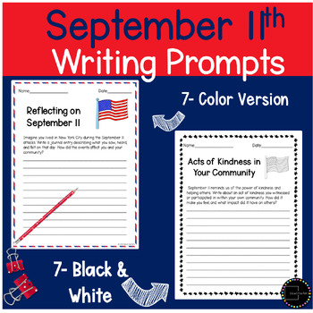 September 11 Writing Prompt Worksheets Patriot Day 9/11 by EduCreators