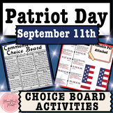 September 11th | 9/11 Choice Board Activities | Patriot Da