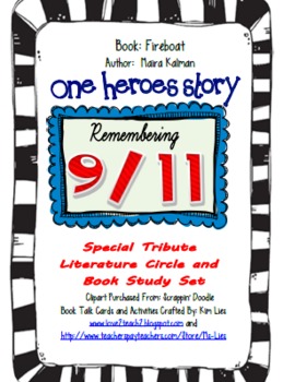 Preview of September 11th (9-11) Fireboat Book Study and Literature Circle Activities