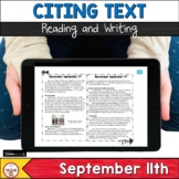 September 11th Citing Evidence Reading and Writing | Boom Cards™