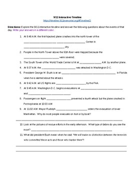 Preview of September 11th Interactive Worksheet