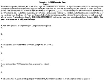 Preview of September 11th Interview Assignment and Rubric