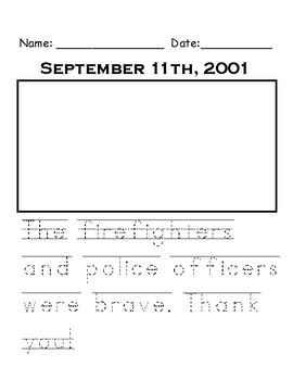 Preview of September 11th Kindergarten Writing