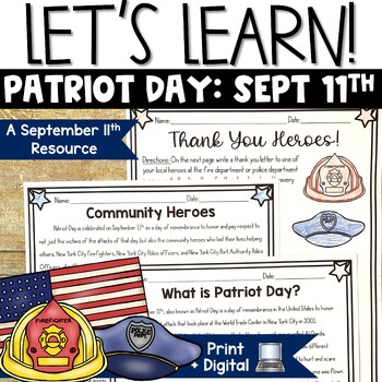 Preview of September 11th Patriot Day Activities Reading Comprehension Passage 9 11