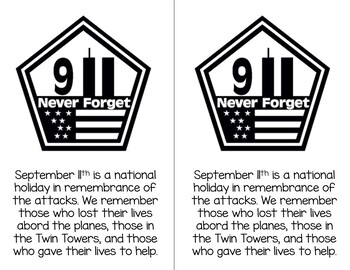 September 11th Patriot Day Reader Booklet by KinderBerry | TPT