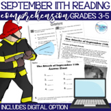 September 11th Reading Comprehension Passage with Questions and craft Grades 3-5