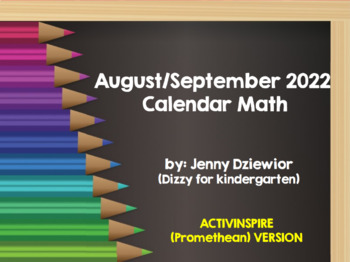 Preview of August/September 2022 Calendar Math for the PROMETHEAN BOARD (activBoard)