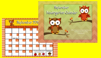 Preview of September Kindergarten Calendar for ActivBoard
