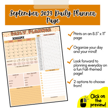 Preview of September 2023 Daily Planning Page