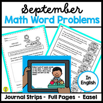 Preview of September 2nd grade Addition and Subtraction Math Word Problems in English