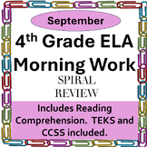4th Grade ELA Morning Work/Bell work/Spiral Review September