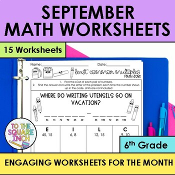 Preview of September 6th Grade Math Holiday Math Worksheets