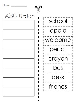 September ABC order: cut and paste worksheet by A Penny For Your Thoughts