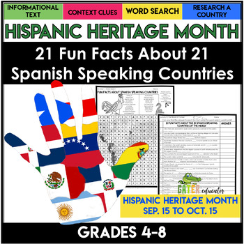 Preview of Hispanic Heritage Month | Spanish Speaking Countries | September Literacy Center