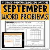 September Addition & Subtraction Word Problems for 1st Grade