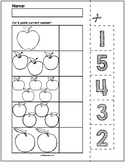September Apples Cut & Match Worksheets | Numbers 1-5