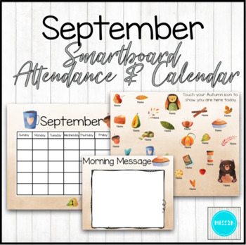 Preview of September Attendance & Calendar for the SmartBoard