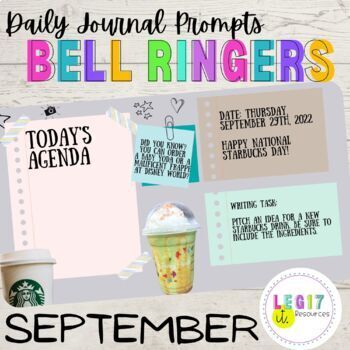 Preview of September Bell Ringers/Warm Up |Daily Writing Prompts| Agenda| Secondary ELA