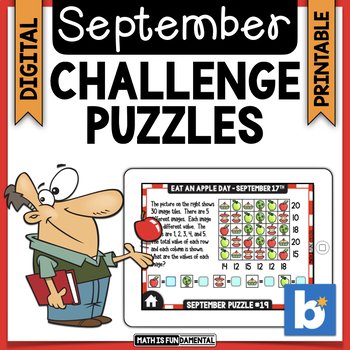 Preview of September Brain Teasers & Challenge Puzzles | Boom Cards | Digital & Print