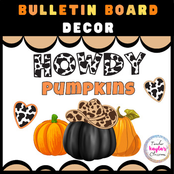 Preview of September Bulletin Board Decor Kit - Cow Print Western Classroom Theme - Fall