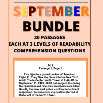 Preview of September Bundle Nonfiction Reading and Comprehension (Differentiated)