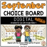 September Choice Boards (Kindergarten) - DIGITAL {Google Slides™}
