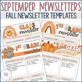 September Classroom Newsletters | Retro Fall Newsletter Templates