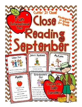 Preview of September Close Reading Pack - Kindergarten, 1st & 2nd Grade