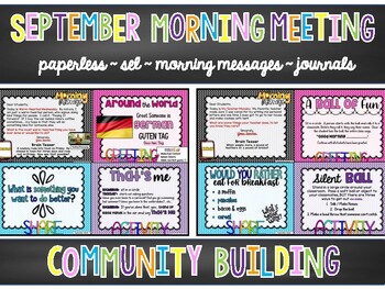 Preview of DIGITAL Paperless SEPTEMBER Community Building Morning Meetings