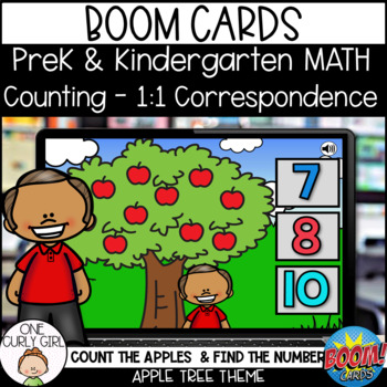 Preview of Back To School Counting Kindergarten Review BOOM CARD 1:1 Correspondence