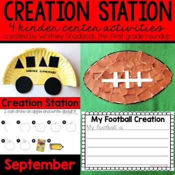 Preview of September Craftivity and Directed Drawing Creation Station for Kindergarten