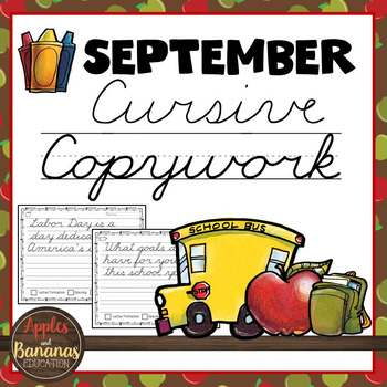 Preview of September Cursive Copywork Handwriting Practice