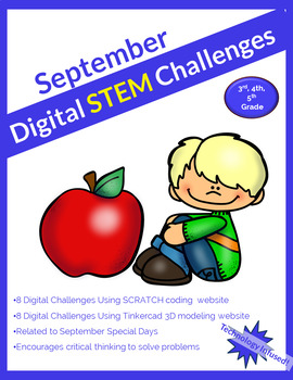 Preview of September DIGITAL STEM challenge|coding|Apples|Johnny Appleseed|Labor Day|Career