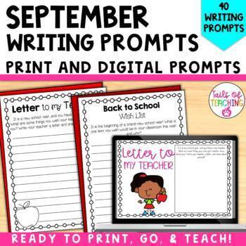 Preview of September writing prompts Back to school writing prompts Fall writing prompts